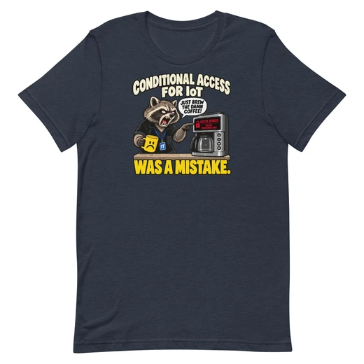 Conditional Access for IoT — Heather Navy shirt, front design