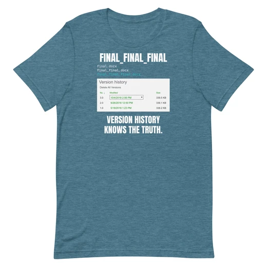 Final Final Final — Heather Deep Teal shirt, front design